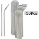 Axyaa Stainless Steel Reusable Drinking Straws - Set of 50