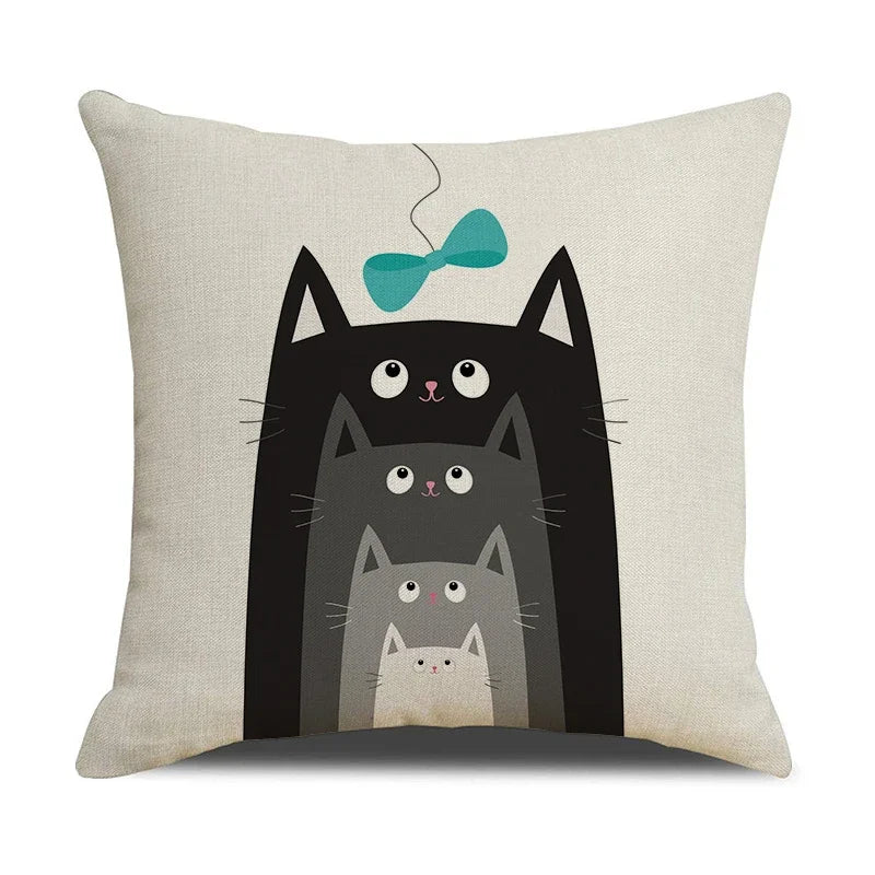 Axyaa Cat Print Cushion Cover for Stylish Home Decor and Comfort