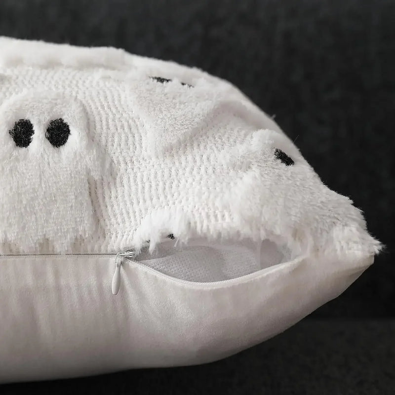 Axyaa White Ghost Plush Pillow Covers for Home Decor