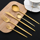 Axyaa 30-Piece Stainless Steel Matte Gold Cutlery Set & Tableware Kit