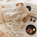 Axyaa Ultra Plush Bubble Fleece Throw Blanket for Home, Sofa, Travel - Reversible, All-Season