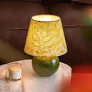 Axyaa Emerald Green Crystal Ceramic Table Lamp with LED Light & Patterned Fabric