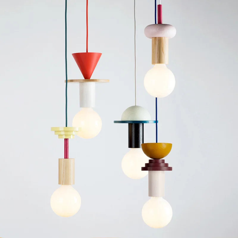 Axyaa Nordic Wood LED Pendant Light: Stylish Ceiling Chandelier for Home Decor