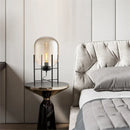 Axya Nordic Smoky Gray Glass Table Lamp Iron Desk Lamp for Living Room Bedroom Home