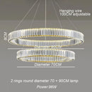 Axyaa Golden Chrome LED Crystal Round Ring Chandelier - Modern Ceiling Lamp for Home Decor