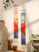 Axyaa Mountain Sunrise Sunset Macrame Tapestry Wall Hanging Boho Room Decor