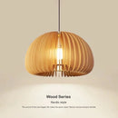 Axyaa Wood Pumpkin Pendant Light - Vintage E27 Hanging Lamp for Home and Restaurant