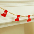 Axyaa Christmas Stocking Felt Garland with Wooden Bead