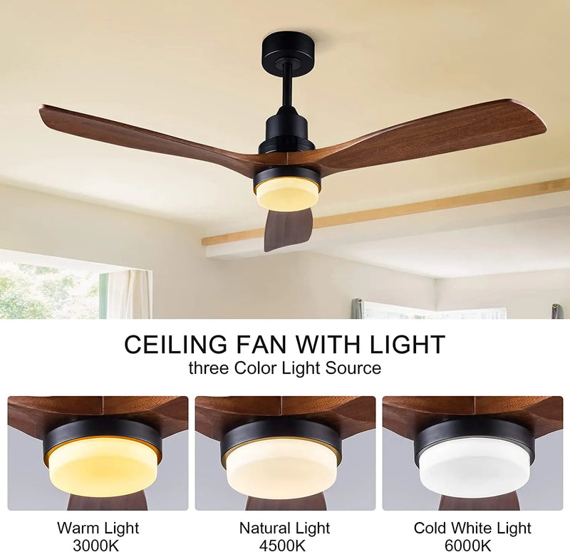 Axyaa 52" Black Retro Ceiling Fan Light Control Home Bedroom Lounge Outdoor