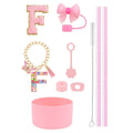 Axyaa 10-Piece Tumbler Accessories Set: Straw, Cover, Cap, Boot, Spill Proof Stopper, Letter Keychain, Charm, Sticker
