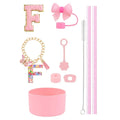 Axyaa 10pcs Tumbler Accessories Set: Straw, Cover, Cap, Boot, Stopper, Keychain, Charm