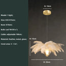 Axyaa Ostrich Feather LED Stair Chandelier Glass Hanging Lamps for Villa Hotel Lighting