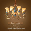 Axyaa Retro Ceramic Chandelier with Glass Lampshade for Living Room, Bedroom, Dining Room