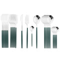 Axyaa Stainless Steel Western Flatware Set White Silver Tableware 24Pcs