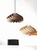 Axyaa Wooden Moon Chandelier Nordic Spiral Pendant Light Solid Walnut Basswood