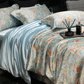 Axyaa Floral Silk Bedding Set Duvet Cover Sheet Pillowcase Luxury Soft Bedsheet