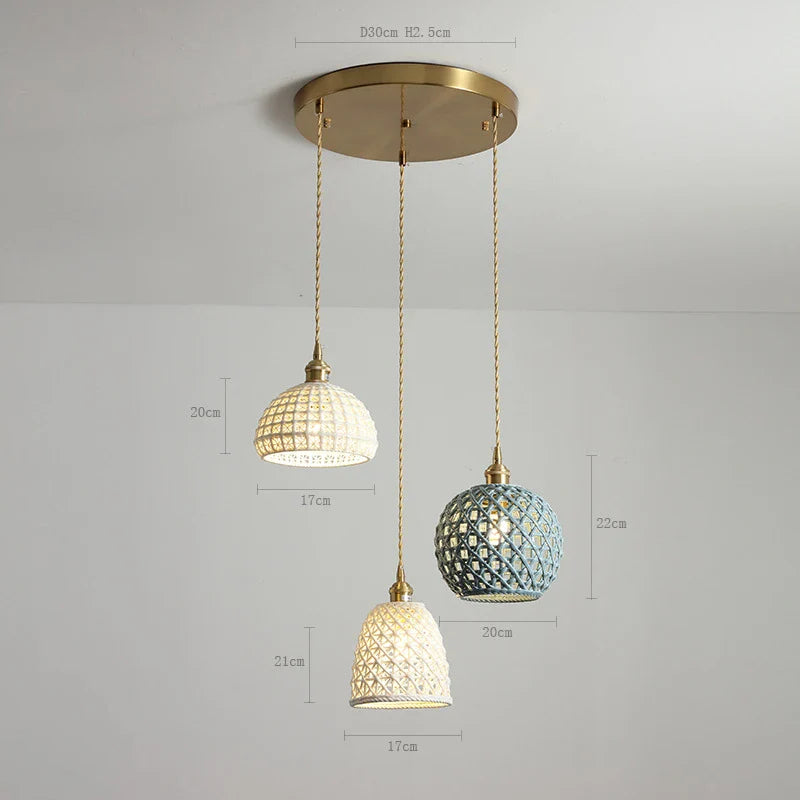 Axyaa Ceramic LED Pendant Lights: Modern Nordic Copper Hanging Lamp for Indoor Lighting
