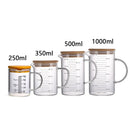 Axya Glass Measuring Cup Set With Lid, Heat-resistant, Scales, Laboratory Beaker, Handle