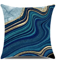 Axyaa Blue & Gold Marbled Pattern Pillow Covers - Elegant Cushion Cover for Home Décor