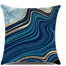Axyaa Blue & Gold Marbled Pattern Pillow Covers - Elegant Cushion Cover for Home Décor