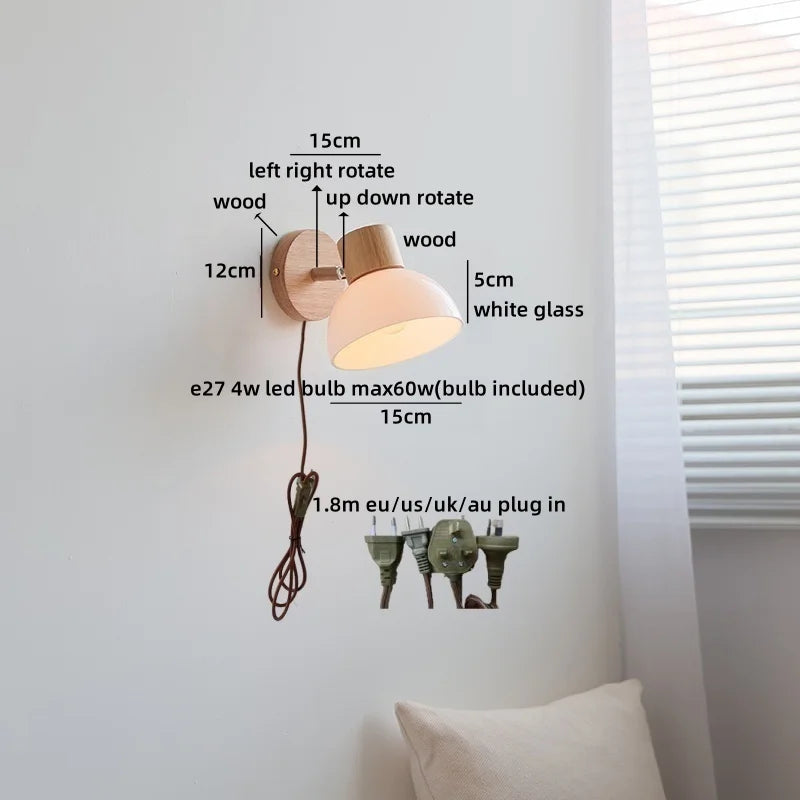Axyaa Nordic LED Wall Sconce, Rotating White Ceramic Light for Home Decor