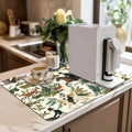 Axyaa Watercolor Plant Branches Drying Mat - Non-Slip Absorbent Tableware Counter Mat
