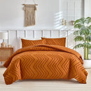 Tufted Wave Duvet Set: Boho Geometric Green Quilt Cover & Pillowcase, All-Seasons, US King Size