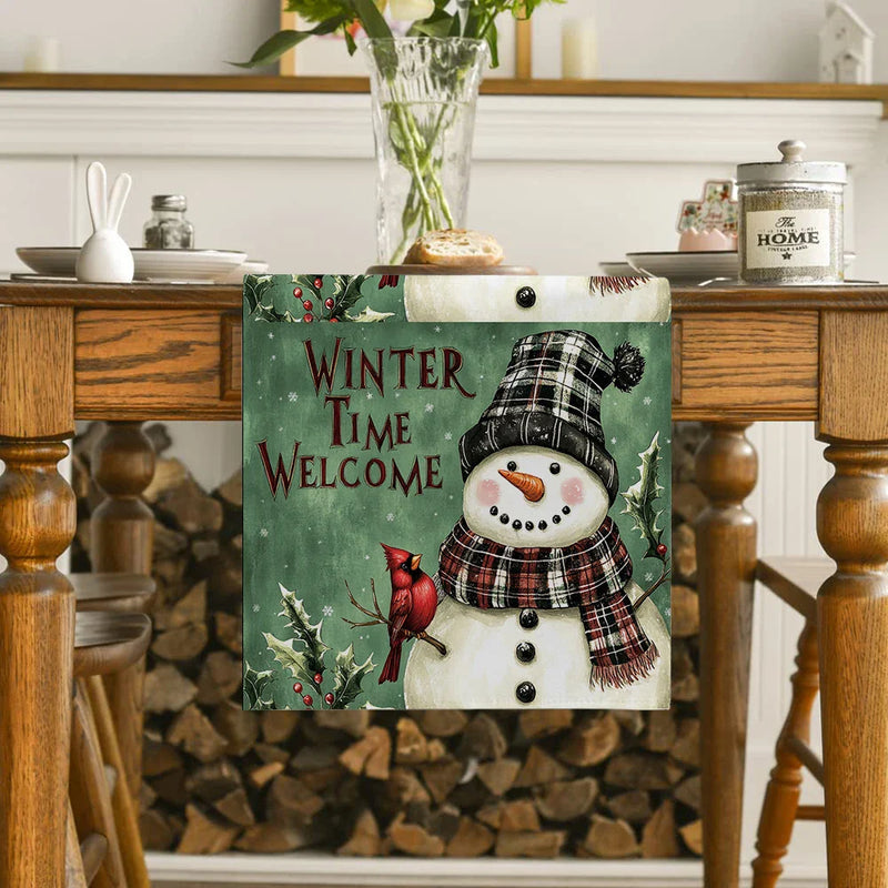 Axyaa Christmas Snowman Table Runner for Home Decoration and Dining Tables