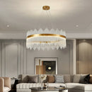 Axyaa Nordic Crystal Rod Round Chandelier - Modern Luxury Lighting for Living Room, Bedroom, Kitchen