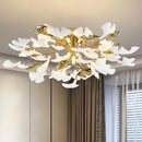 Axyaa Modern Brass Ginkgo Leaf Branch Chandelier for Dining Room & Living Space