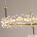 Axyaa Luxury Gold Round Crystal Chandelier Pendant Light for Living Dining Bedroom
