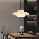 Axyaa Cream Wind Milk Glass Art LED Pendant Lights Modern Kitchen Island Decor