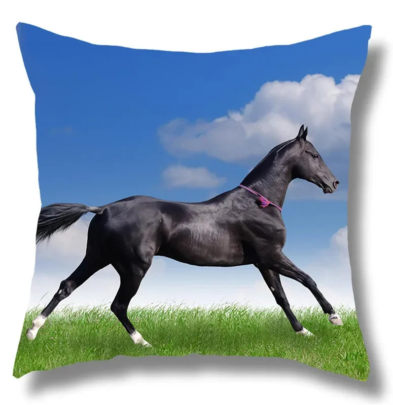 Fine Horse Print Cushion Cover for Home Decor by Axyaa