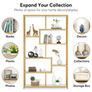 Axyaa Gold Etagere Bookcase with Faux Marble - Modern 8-Shelf Bookshelf Display
