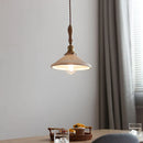 Axyaa Copper Ceramic LED Pendant Lamp with Wood Handle for Home Indoor Decor