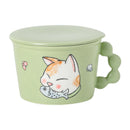 Axya Cat Cartoon Ceramic Instant Noodle Bowl with Cover - High Appearance Level