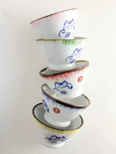 Axyaa Ceramic Lucky Cat Rice Bowl Set - 5" Bamboo Hat Household Tableware