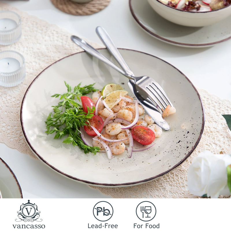 Axya Navia Stoneware Ceramic Dinnerware Set: Dinner, Dessert Plate, Bowl, Mug Tableware