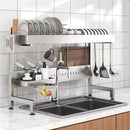 Axyaa Stainless Steel Over the Sink Dish Drying Rack - Adjustable Kitchen Storage Drainer