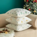 Axyaa Christmas Tree Embroidered Pillow Cover - Plush Snowflake Throw Cushion Cover