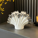 Axyaa Gradient Silver Shell Vase Leaf Shape Home Decor Vase