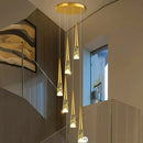 Axyaa Crystal Chandelier: Modern Stair Pendant Light for Living Room & Interior Lighting