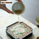 Axyaa Hand-painted Lotus Pot Holder Gaiwan Tea Tray Coasters