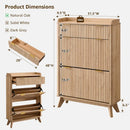 Axyaa Fluted Shoe Cabinet with 2 Flip Drawers, 48" Tall Narrow Organizer