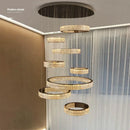 Axyaa Crystal Chandelier Stair Pendant Lamp Living Room Pendant Lights Interior Lighting