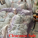 Axyaa Princess Floral Ruffles Bedding Set with Soft Duvet Cover, Bed Sheet, Pillowcases