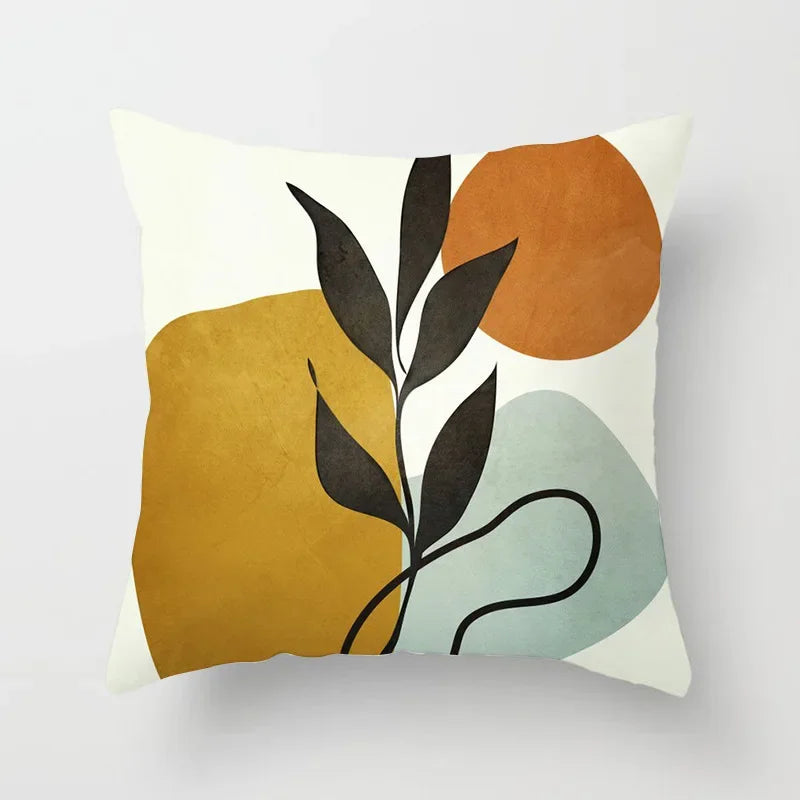 Modern Abstract Plant Leaf Geometric Cushion Cover for Home, Office, Sofa - Axyaa Brand