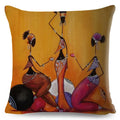 Axyaa Abstract African Woman Decorative Cotton Linen Cushion Cover