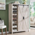 Axyaa Sliding Door Shoe Storage Cabinet, 7-Tier Farmhouse Organizer