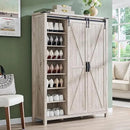 Axyaa Sliding Door Shoe Storage Cabinet, 7-Tier Farmhouse Organizer